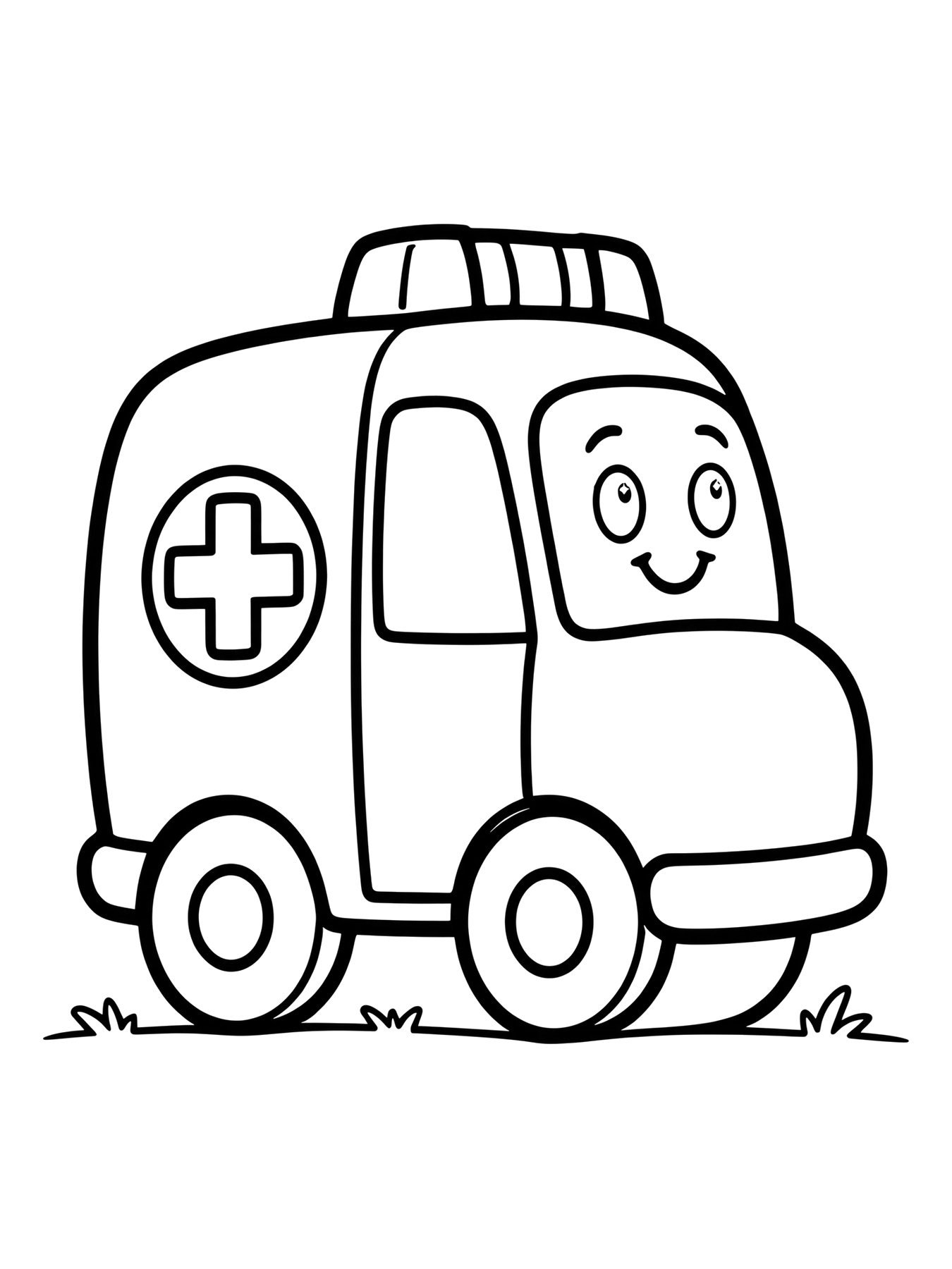 Desenho de ambulância fofa para colorir