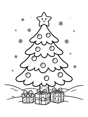 Desenho de árvore de Natal simples para crianças para colorir