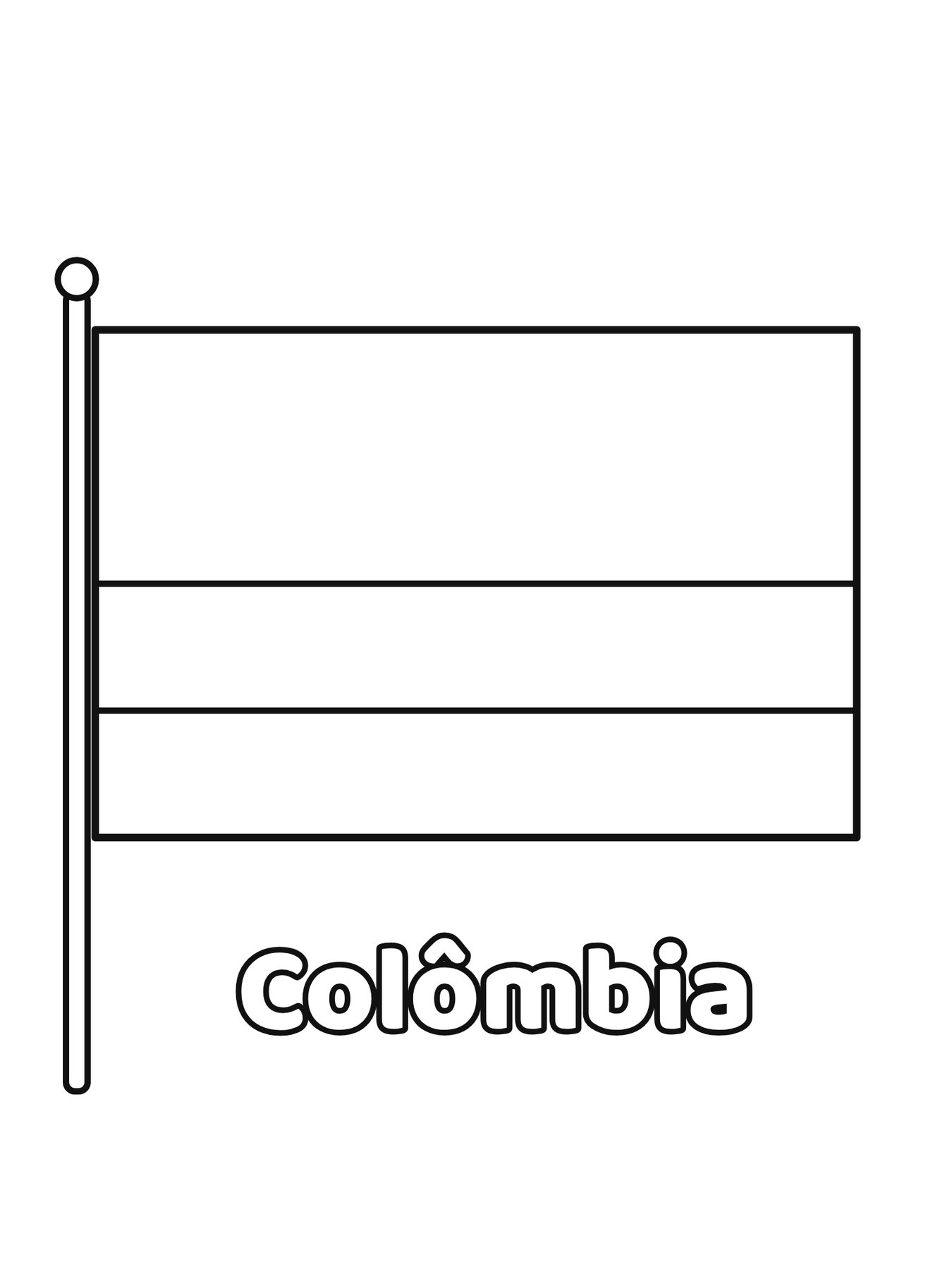 Bandeira da Colômbia em contorno para colorir