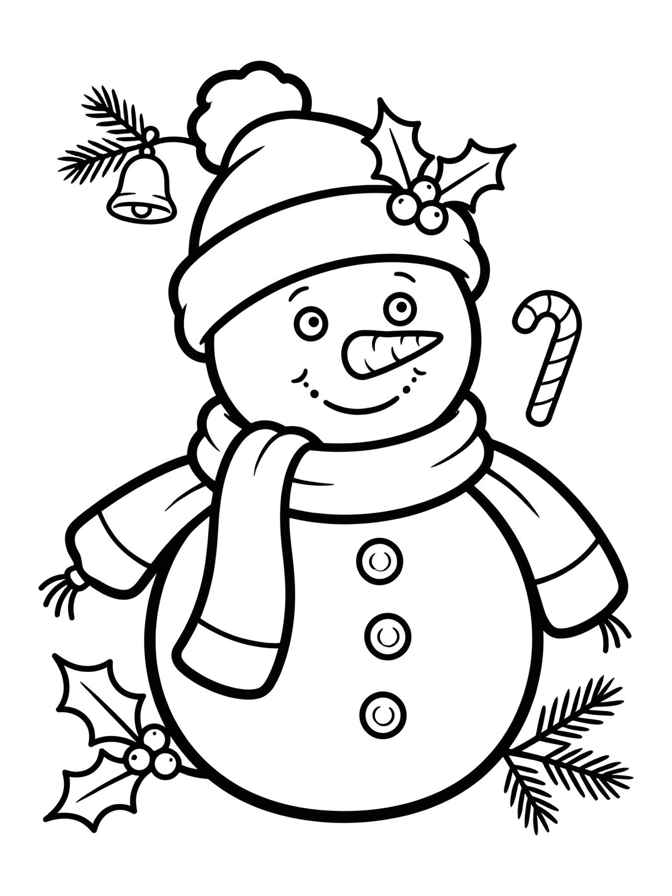 Desenho de boneco de neve com cachecol para colorir