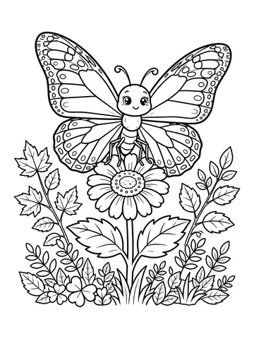 Desenho de borboleta monarca detalhada para colorir