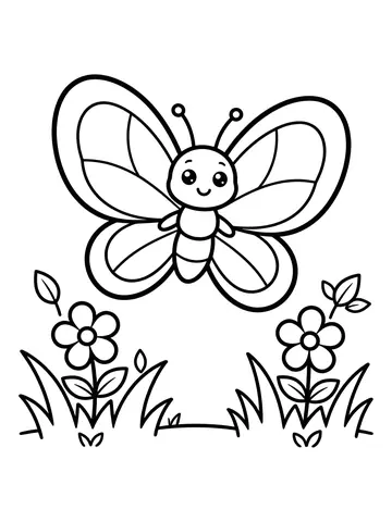 Desenho de borboleta simples com asas grandes para colorir