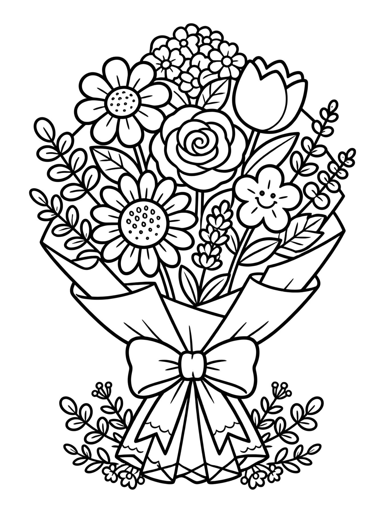 Desenho de buque de flores para colorir