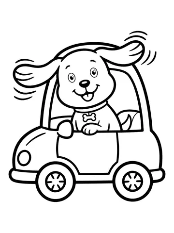 Desenho de cachorro no carro para colorir