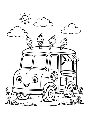 Desenho de caminhão de sorvete para colorir