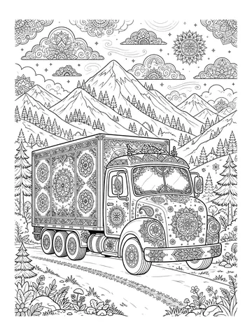 Desenho de caminhão detalhado para colorir