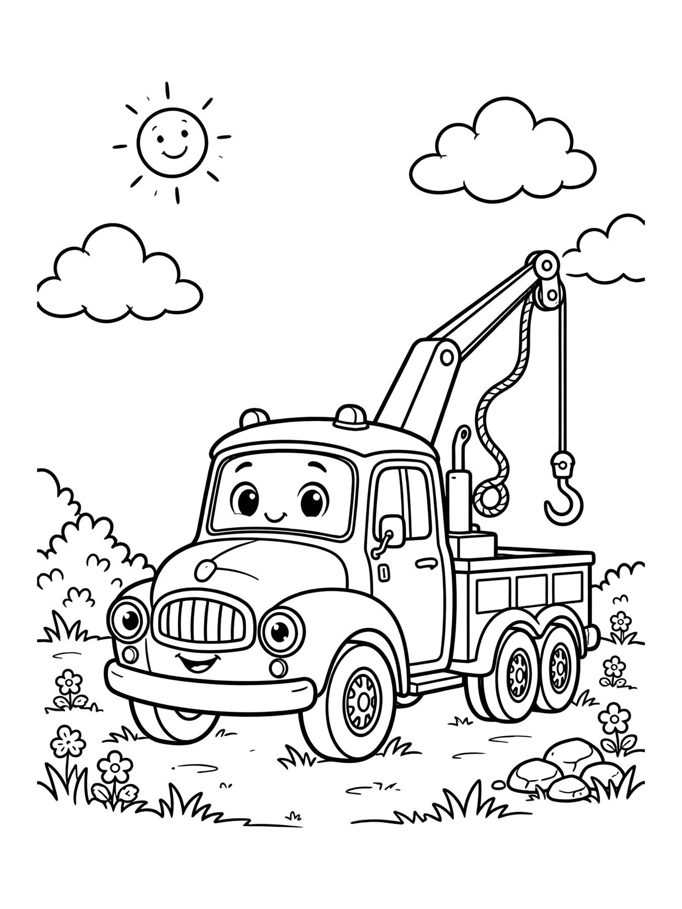 Desenho de caminhão reboque para colorir