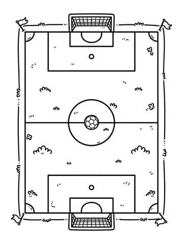 Desenho de campo de futebol visto de cima para colorir