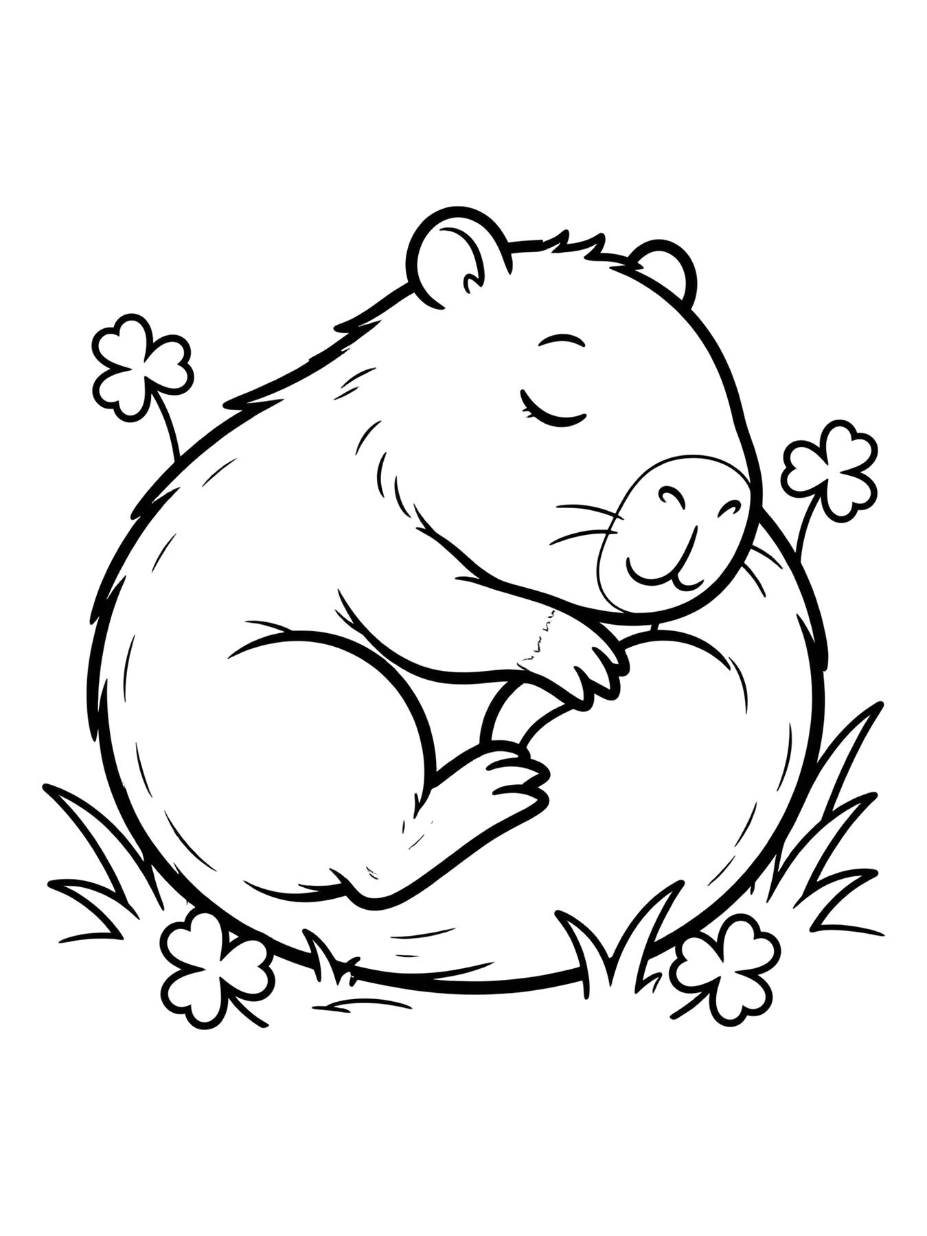 Desenho de capivara bebê dormindo para colorir