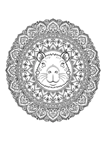 Desenho de capivara mandala para adultos para colorir