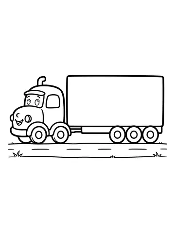Desenho de carreta na estrada para colorir