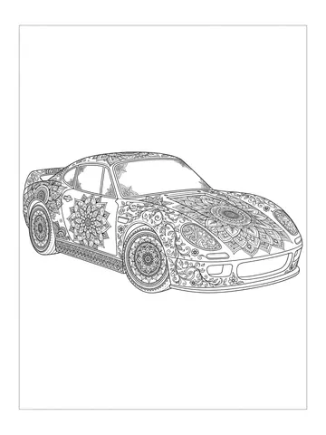 Desenho de carro esportivo detalhado para colorir