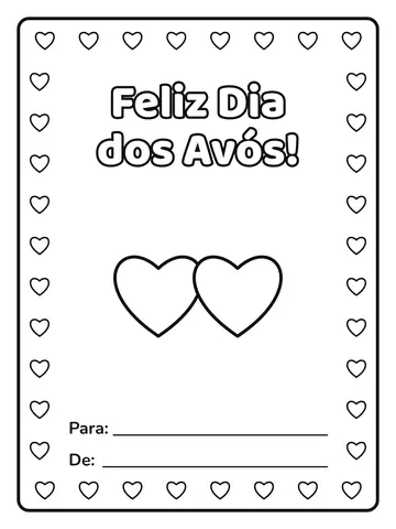 Cartão de Dia dos Avós para colorir com a frase Feliz Dia dos Avós!