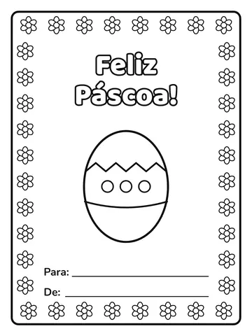 Cartão de Páscoa para colorir com a frase Feliz Páscoa!