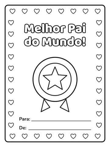 Cartão de Dia dos Pais para colorir com a frase Melhor Pai do Mundo!