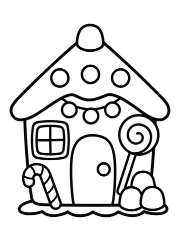 Desenho de casinha de biscoito de gengibre para colorir