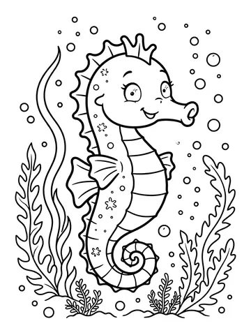 Desenho de cavalo marinho fofo para colorir