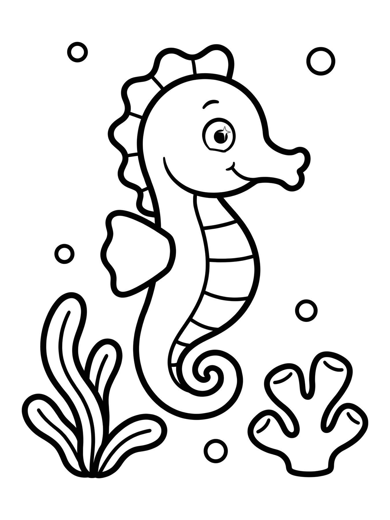 Desenho de cavalo marinho para colorir
