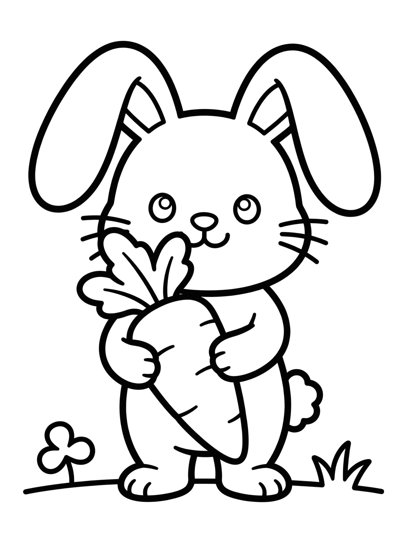 Desenho de coelhinho fofo com cenoura para colorir