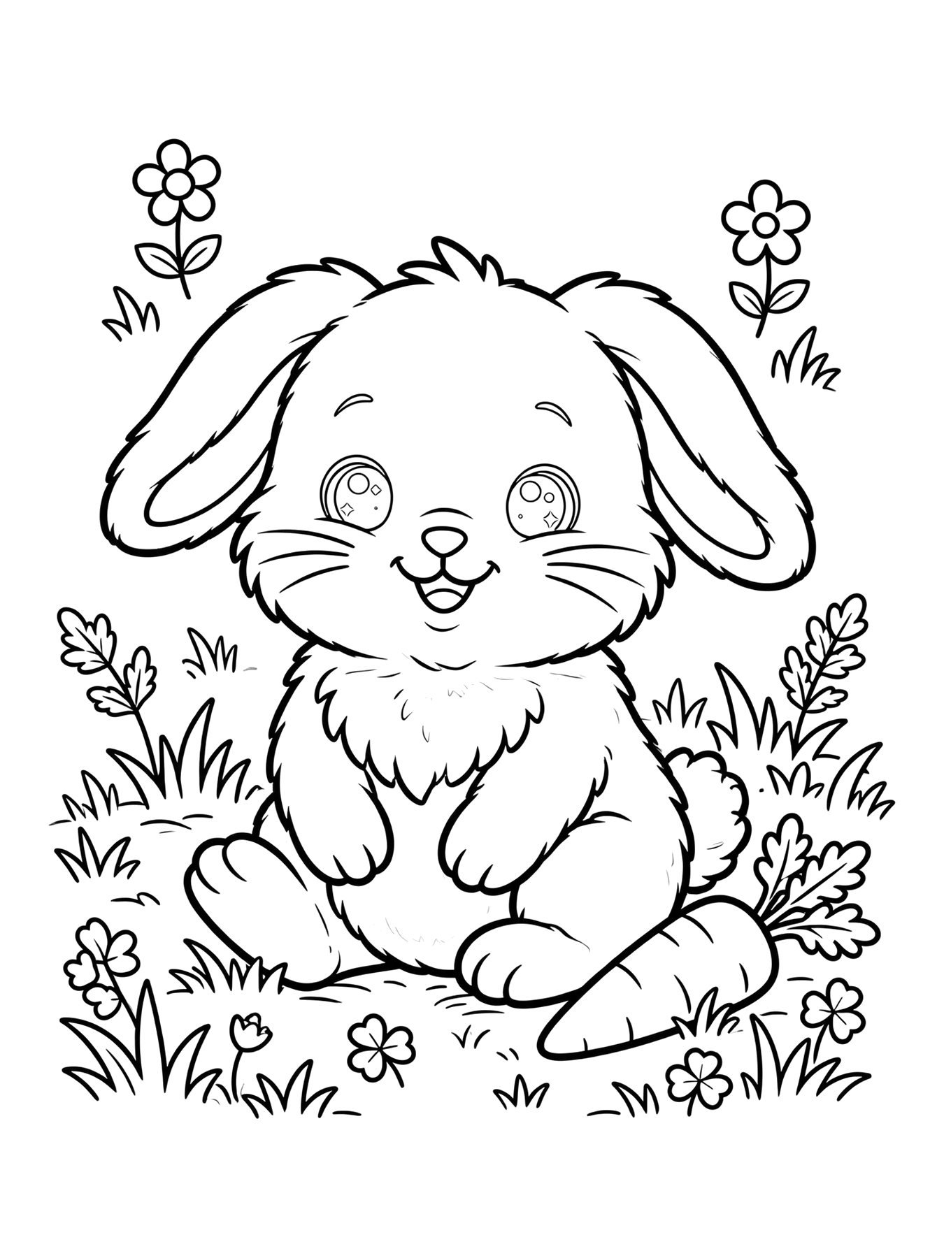 Desenho de coelhinho fofo para colorir