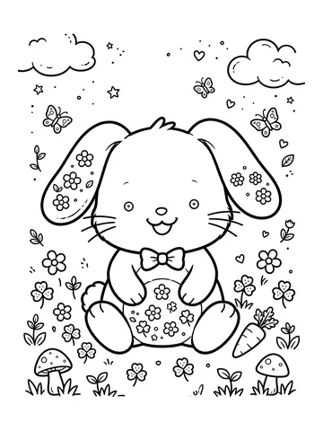 Desenho de coelhinho kawaii para colorir