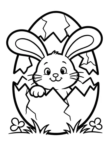 Desenho de coelhinho saindo do ovo para colorir