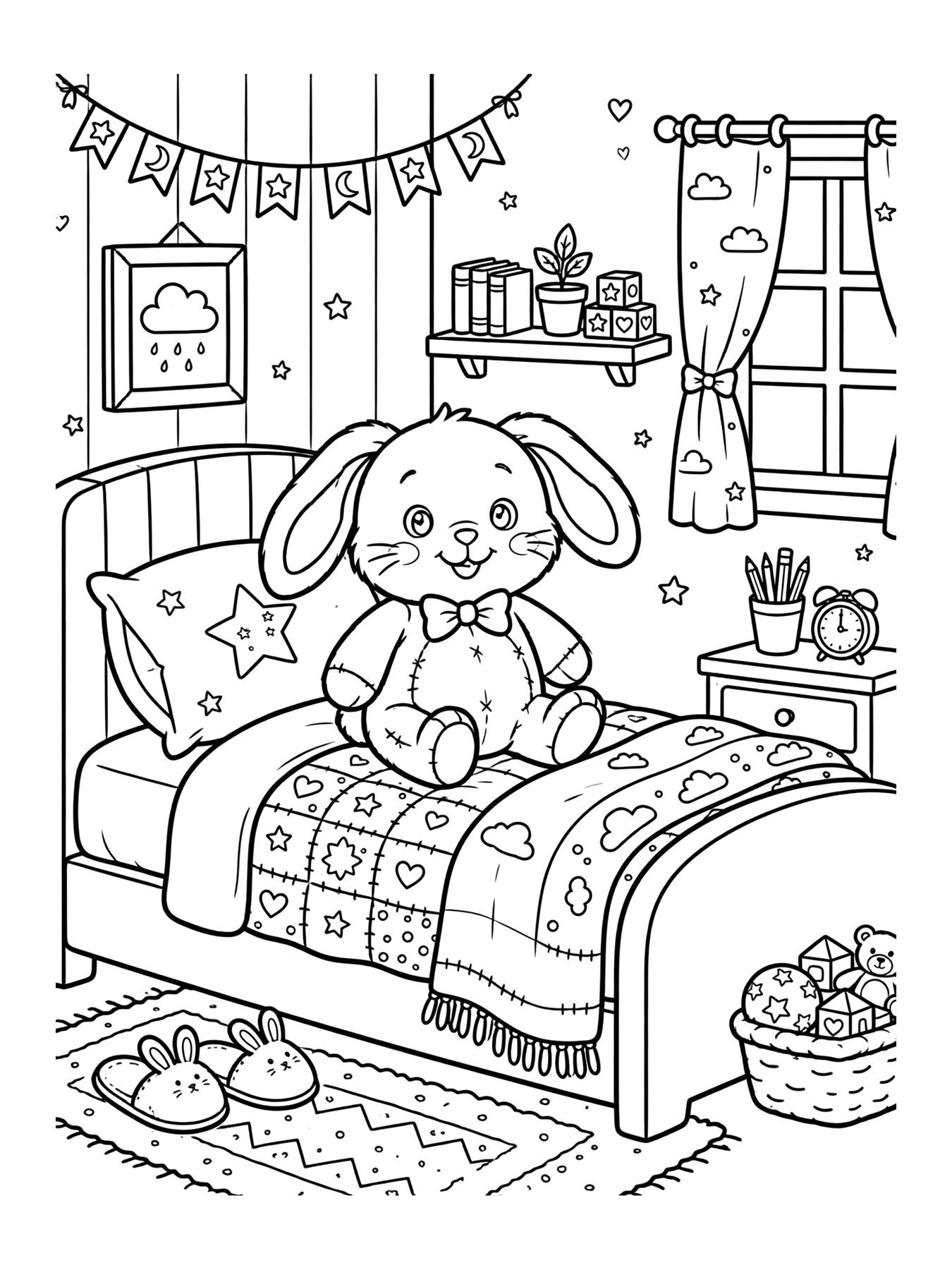 Desenho de coelho de pelúcia para colorir