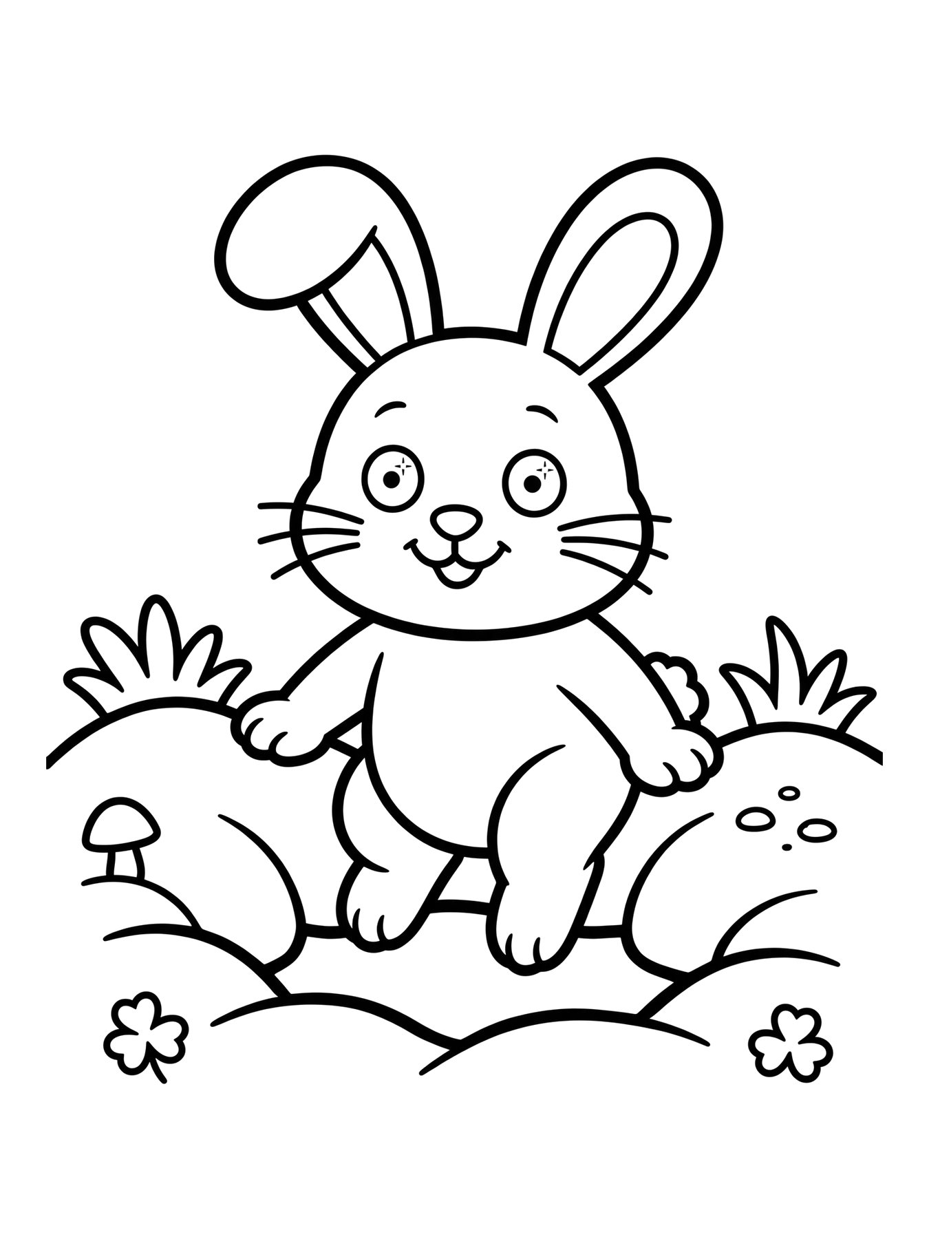 Desenho de coelho saindo da toca para colorir