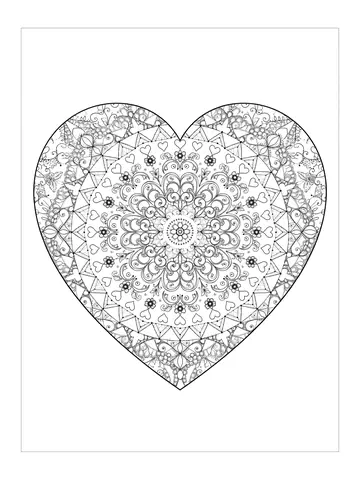 Desenho de coração com padrões para colorir
