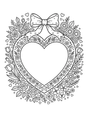 Desenho de coração Dia das Mães para colorir