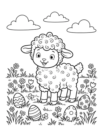 Desenho de cordeiro de Páscoa para colorir