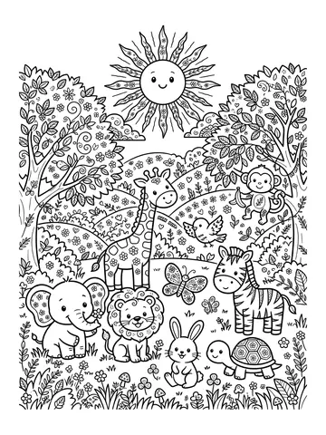Desenho de criação dos animais para colorir