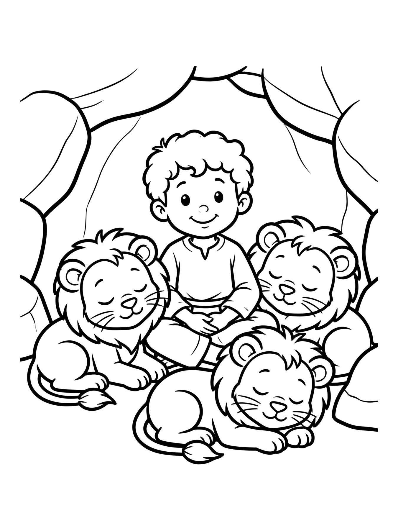 Desenho de daniel na cova dos leões para colorir