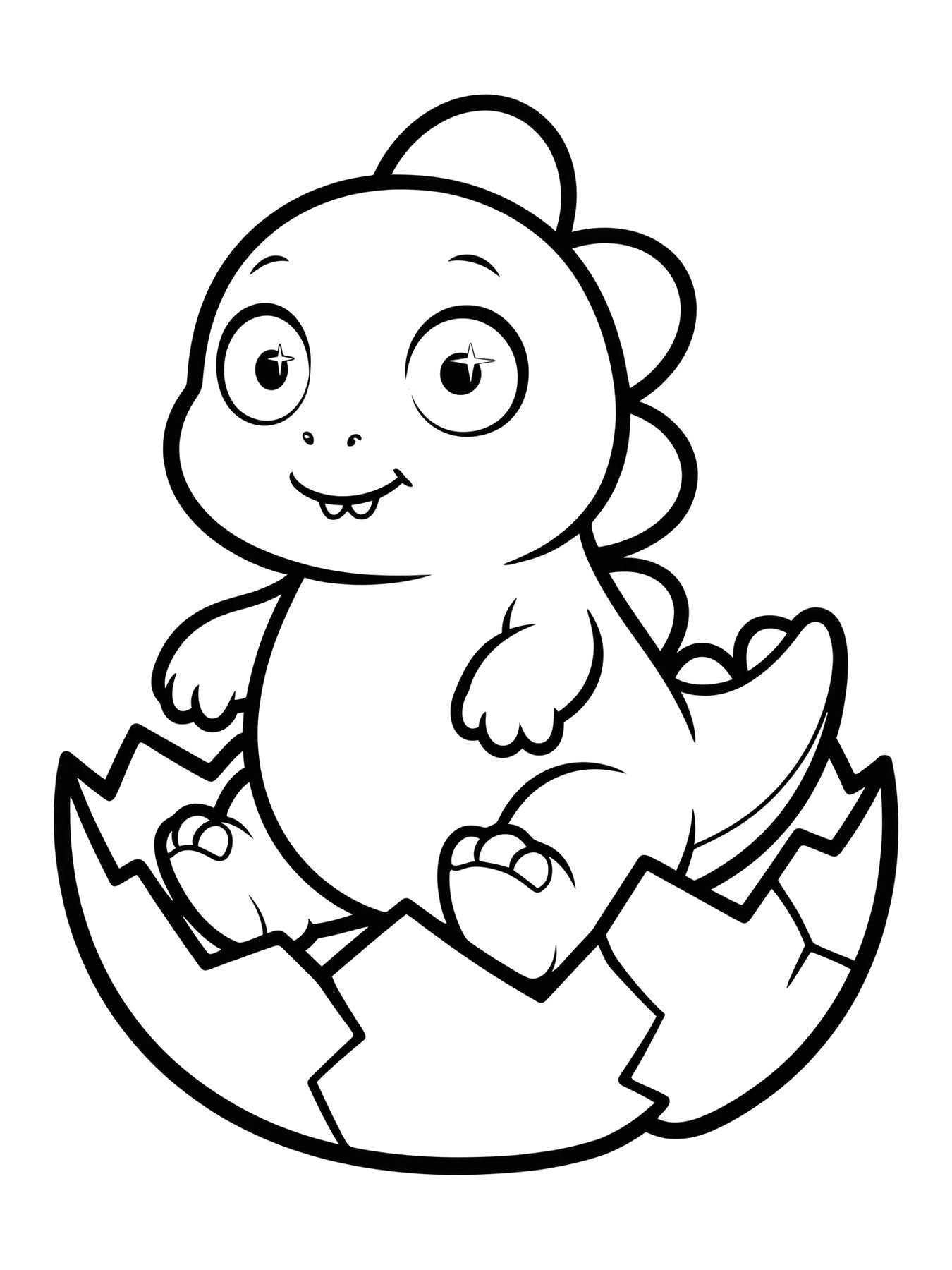 Desenho de dino Dudu saindo do ovo para colorir
