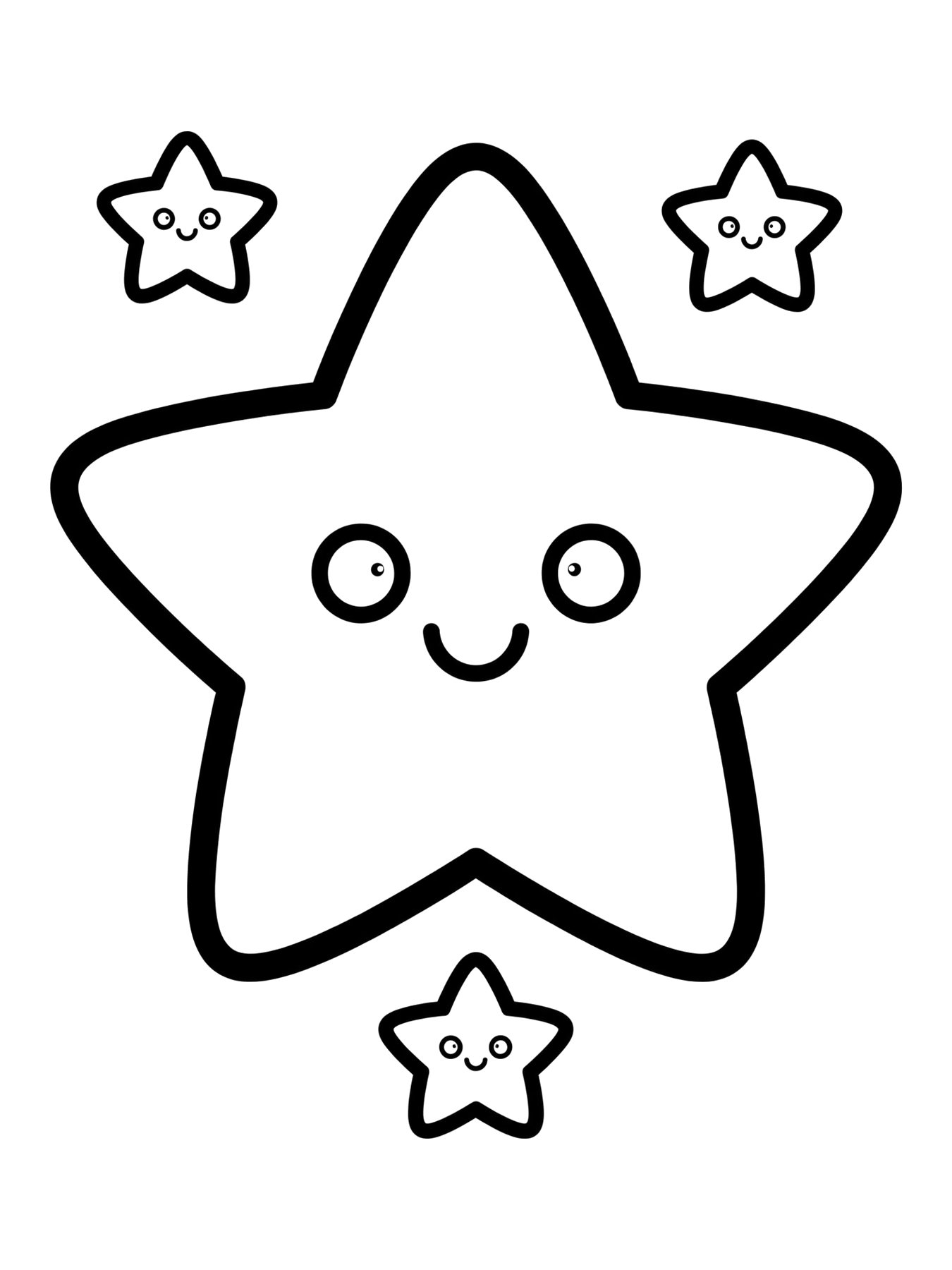 Desenho de estrela kawaii para colorir
