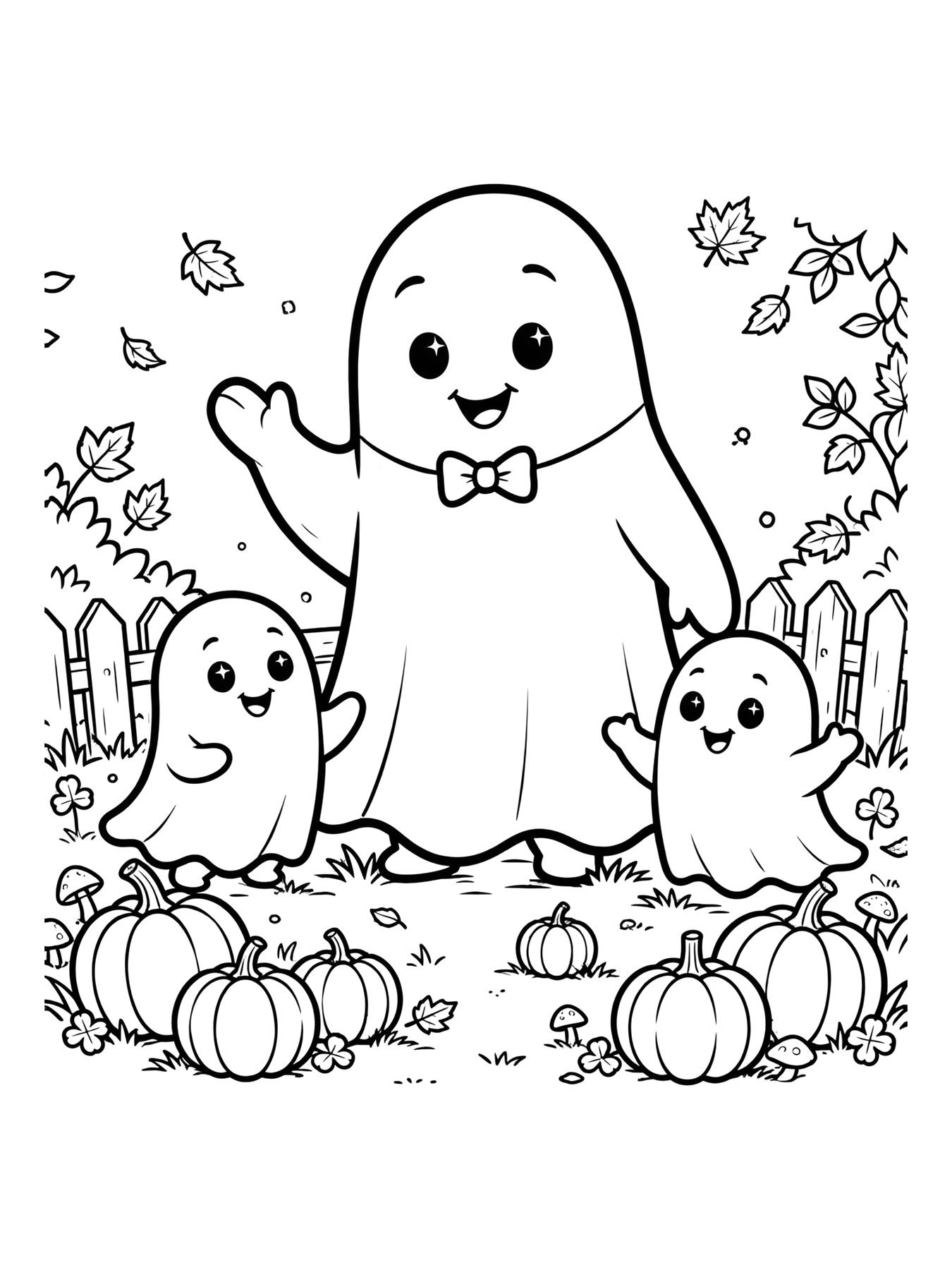 Desenho de família fantasma para colorir
