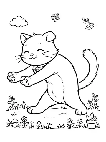 Desenho de gato espreguiçando para colorir