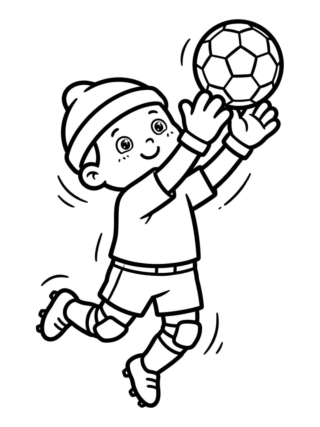 Desenho de goleiro pulando para defender para colorir