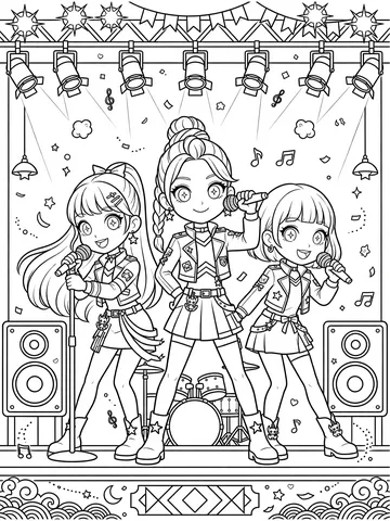 Desenho de Grupo no palco para colorir