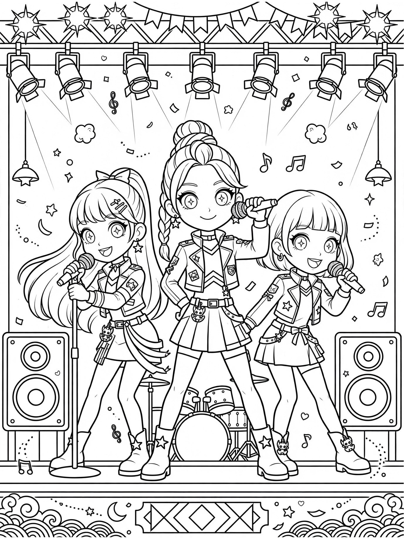 Desenho de Grupo no palco para colorir