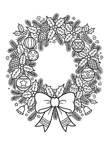 Desenho de guirlanda de Natal para colorir