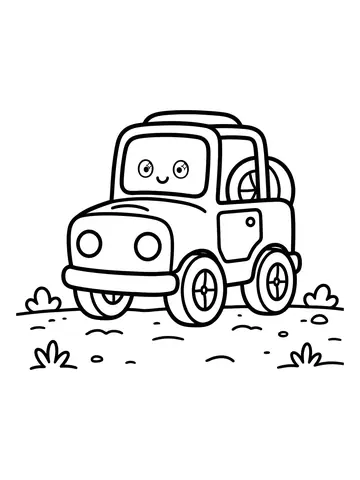 Desenho de jipe na estrada de terra para colorir