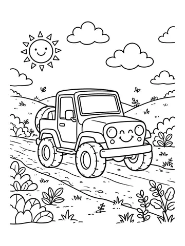 Desenho de jipe para colorir