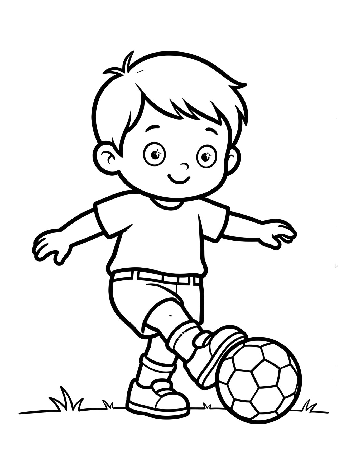 Desenho de jogador chutando a bola para colorir