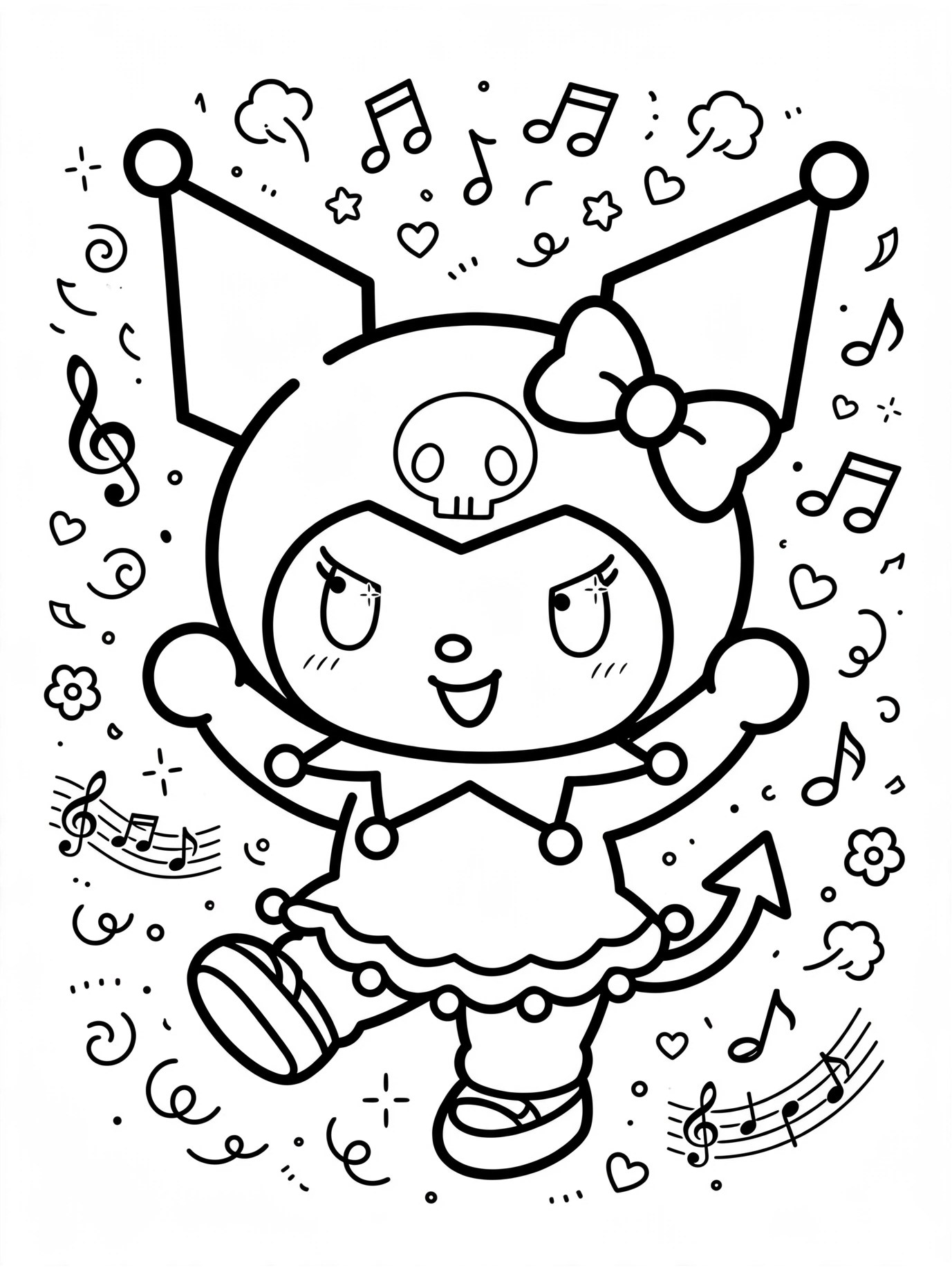 Desenho de Kuromi dancando para colorir