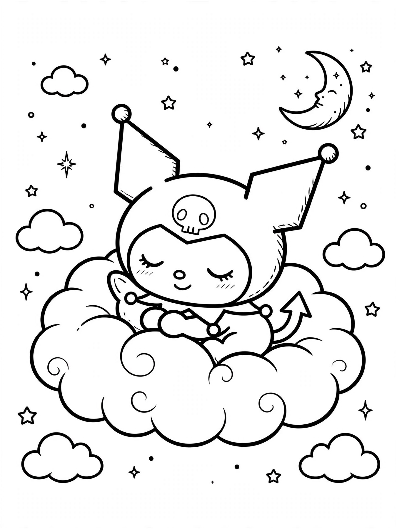Desenho de Kuromi dormindo para colorir