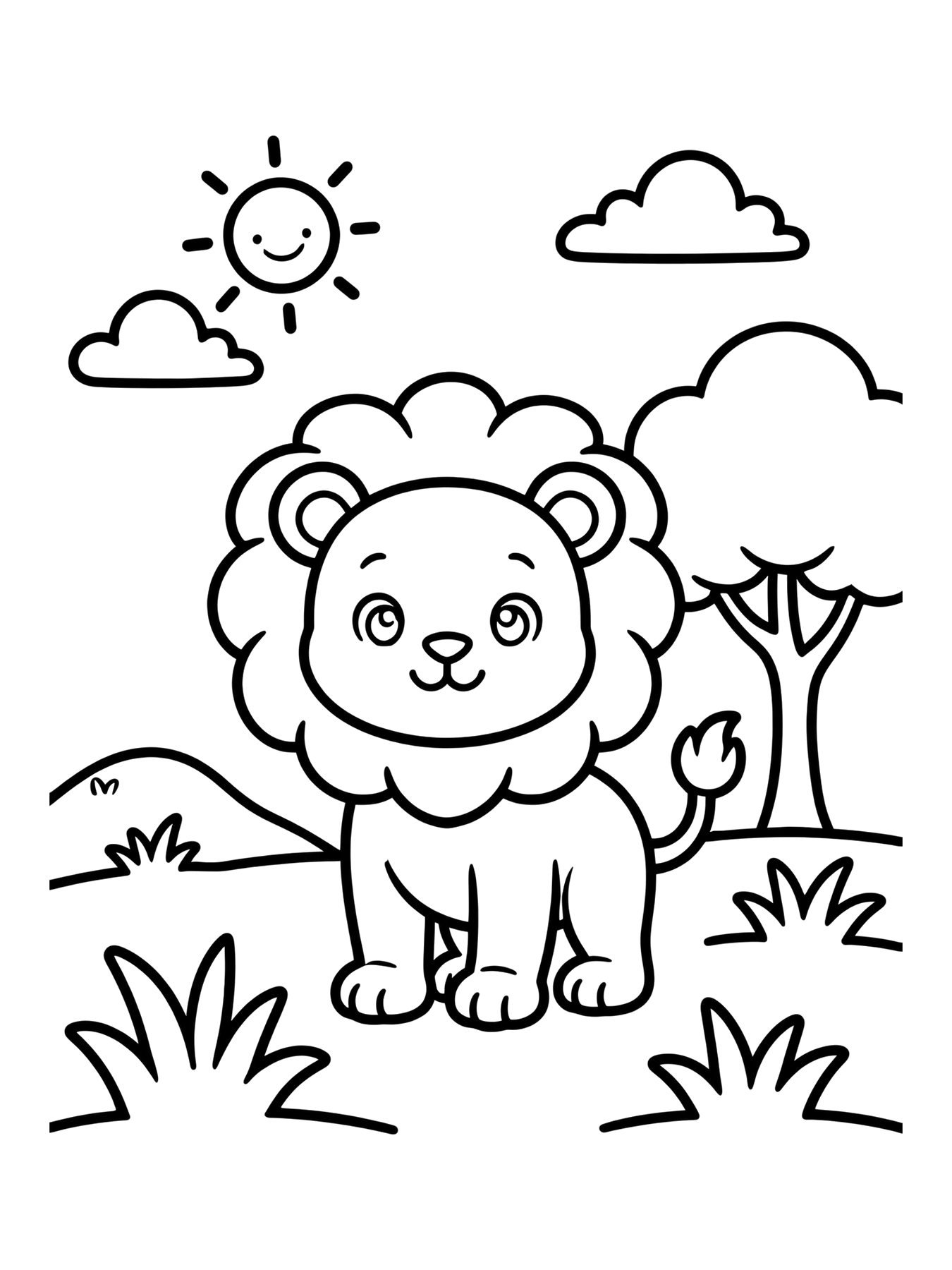 Desenho de leão fofo para colorir