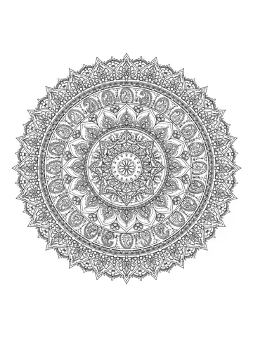 Desenho de mandala circular complexa para colorir