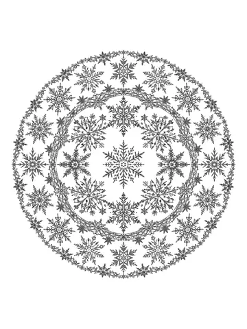 Desenho de mandala de flocos de neve para colorir