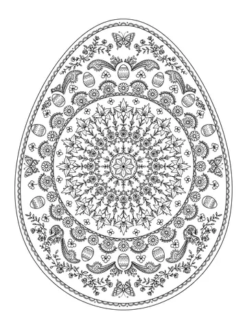 Desenho de mandala de ovo de Páscoa para colorir